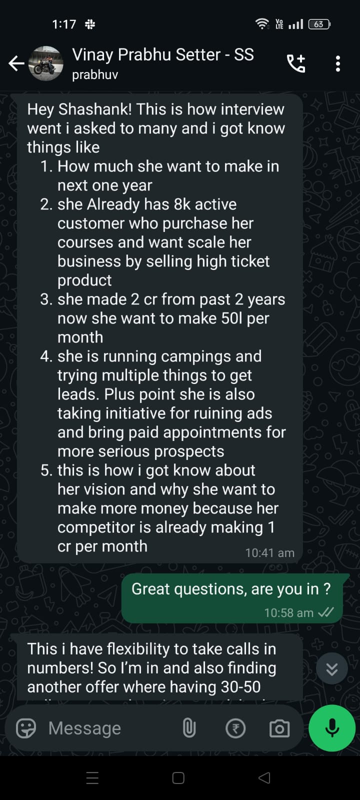 Client conversation 21